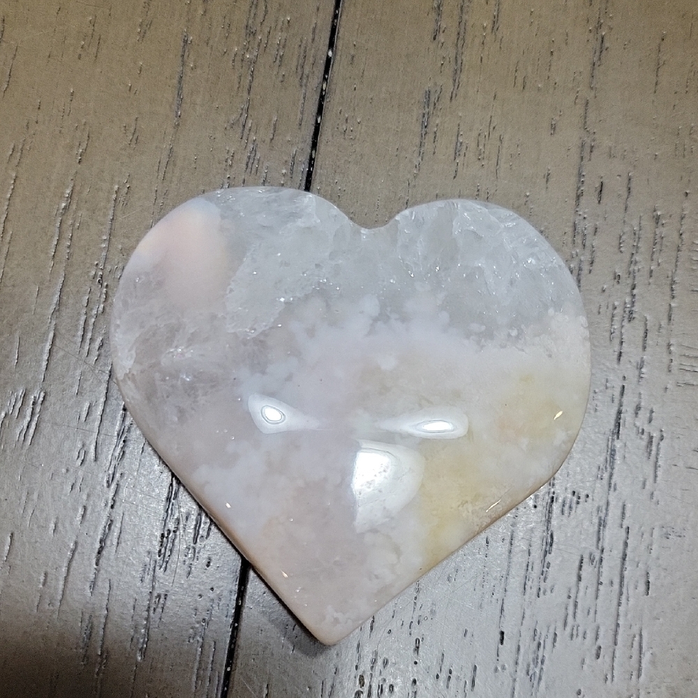 Flower Agate Crystal Heart
